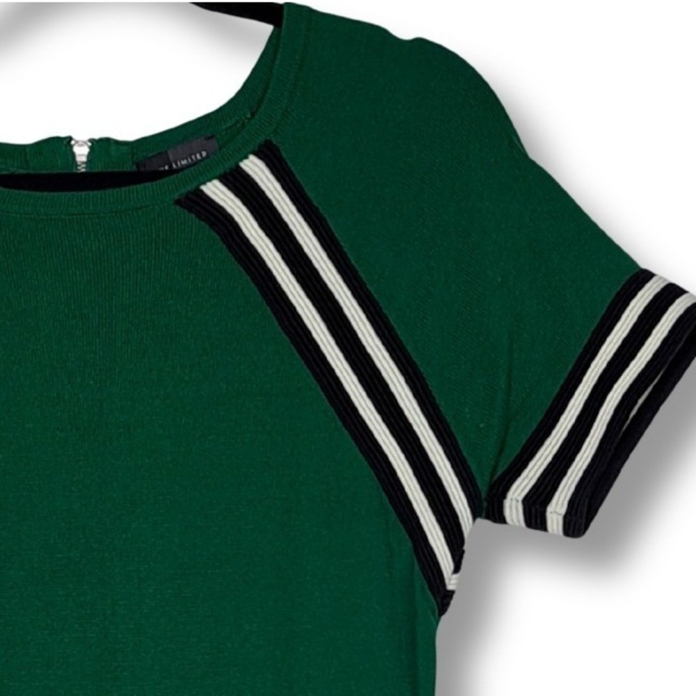 The Limited Sweater Dress Women S Green Striped Knit Bodycon Short Sleeve Casual - Picture 7 of 13